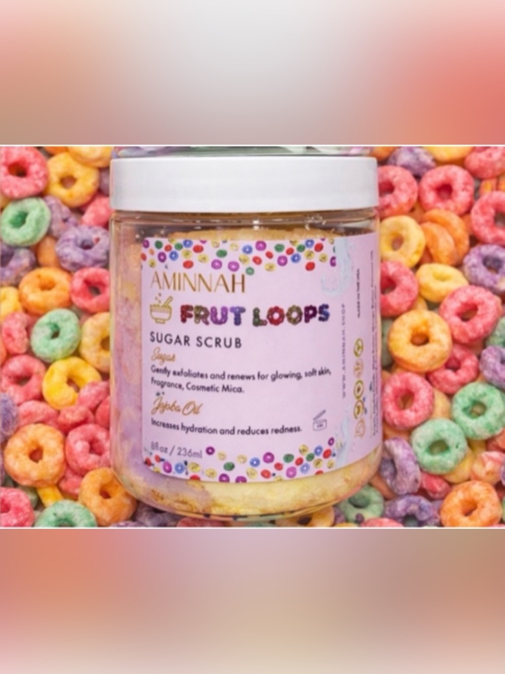 Aminnah Fruit Loops Sugar Scrub - Multicolor Exfoliant NWOT